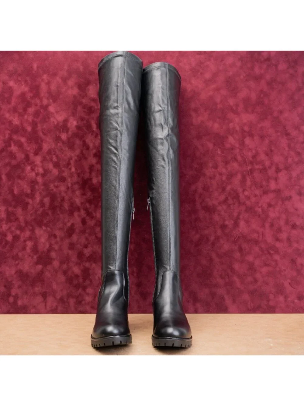 Azalea Wang Wmn Black Vegan Leather Platform Festival Party Boots 10US EUR41